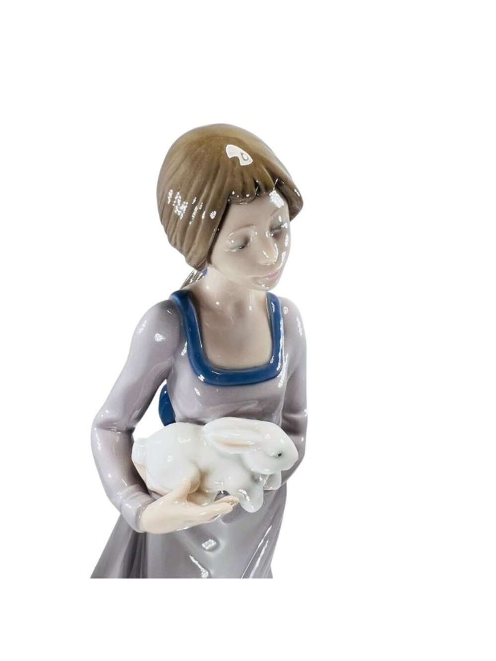 Nao by Lladro Precious Bundle Girl with Bunny Rabbit 1991 Daisa Figurine Spain - Picture 2 of 11